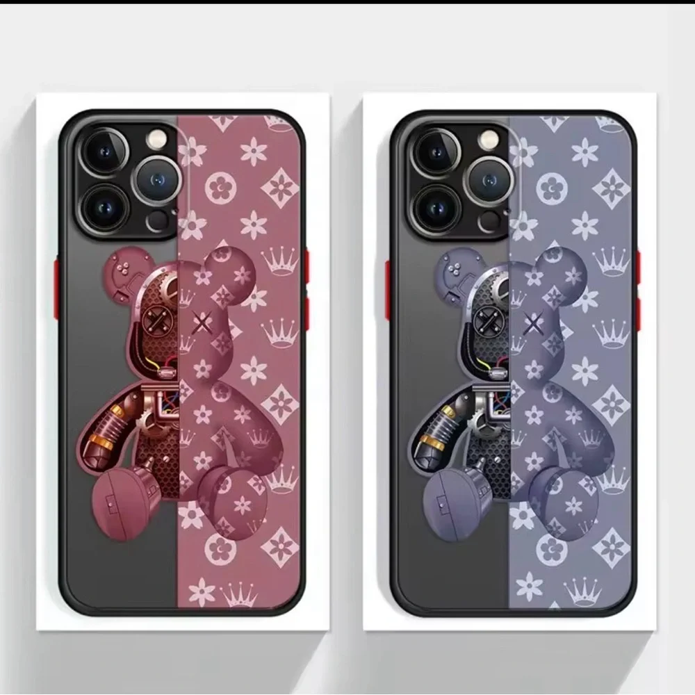 iPhone 16 Pro Max Case 3D Bear Navy Blue Shockproof Designer Aesthetic
